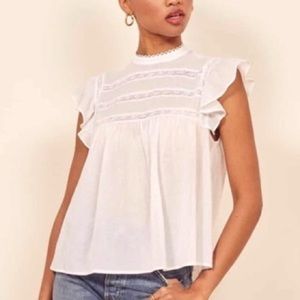 Reformation Dahlia Lace Trim Top